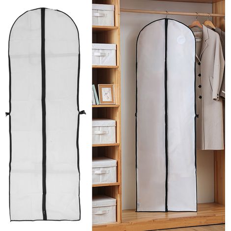 Housse anti-poussière pour robes de mariée et robes longues, grand sac de rangement pliable pour costumes et autres vêtements. (1/5)
