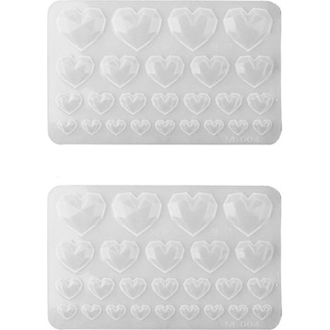 Moule En Silicone Forme De Coeur - Pour Coulée Résine Époxy Et Décoration Pâtisserie - Dimensions 17,3 x 10,7 x 0,7 cm - 2 Pièces (1/5)