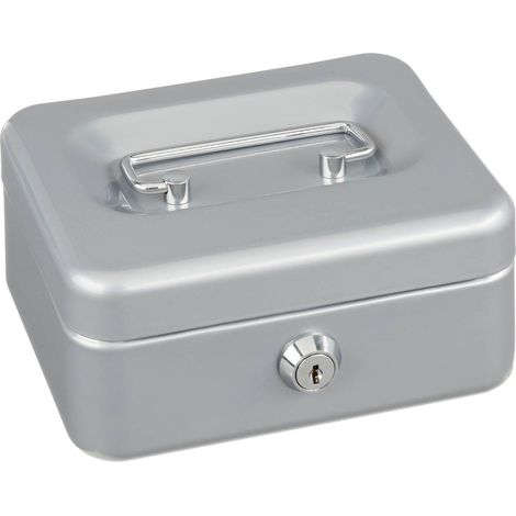 Petite caisse à monnaie verrouillable, argent (1/2)