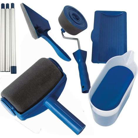 Kit de peinture au rouleau, ensemble multifonctionnel de 8 pièces, rouleau à peinture, manche de pinceau, outils, coupe-bordures floquées, couteau d'angle, kit d'outils d'impression murale pour la mai (1/5)