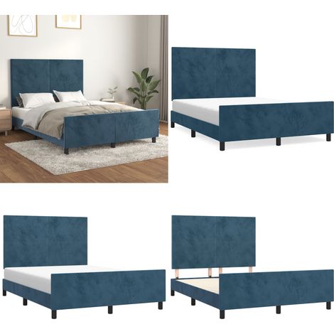 Bettgestell ohne Matratze Dunkelblau 140x190 cm Samt - Samtbettwäsche - Doppelbett - Boxspringbett - Lattenrost - Bettsofa - Home & Living
