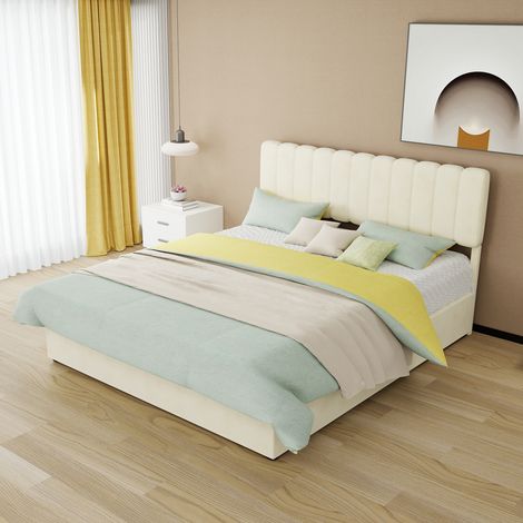 Bett 160x200 Bettgestell Stoff Beige HAVRYA (1/5)