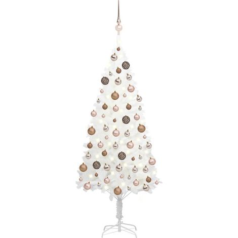 Arbre de Noël artificiel  Sapin de Noël  Décoration de Fête de Noël avec LED et boules Blanc 120 cm ETJTE851218 (1/5)