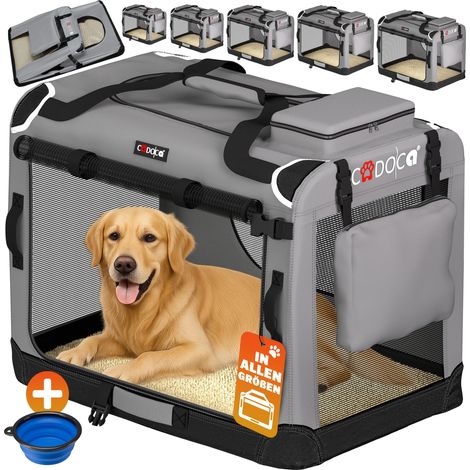 CADOCA Cage de transport pour animaux chien chat rongeur Respirant Pliable Sac de transport Matelas douillet Sac Panier XXXL - Gris
