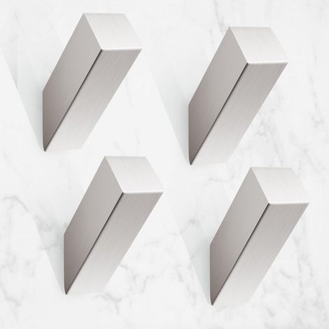 Ganchos de pared modernos y robustos, de acero inoxidable niquelado cepillado, juego de 4 piezas, ganchos plateados para albornoces, adecuados para baño, salón, estilo hotel, montaje en pared. (1/5)