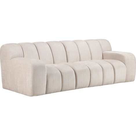 Divano 3 posti in tessuto ciniglia beige - BELADON (1/5)