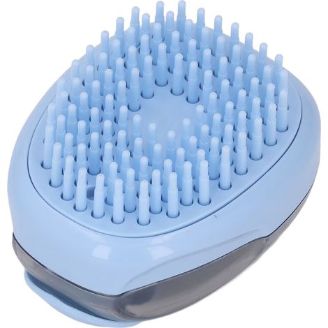 Brosse de massage pour le bain, distributeur de shampoing, brosse de toilettage pour chiens et chats à poils courts et longs (bleue) (1/5)