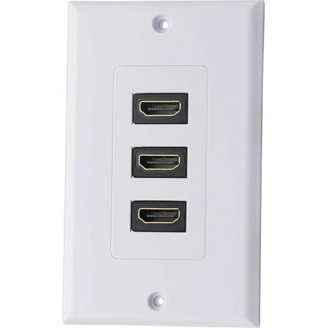 [NUNCA USADO] Placa de pared HDMI 2.0 de 3 puertos, conector de audio compuesto por componentes HDMI, compatible con 4K 60 Hz 1080P, ideal para proyectores y cine en casa, color blanco (3 HDMI) (1/4)