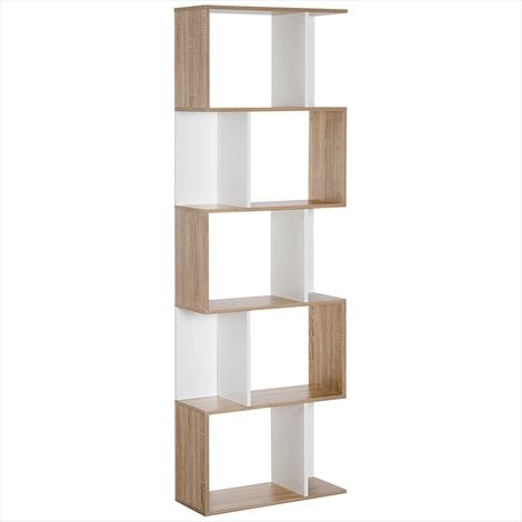 Bibliothèque en S 5 étagères blanc chêne 60 x 24 x 184,5 cm Bois (1/5)