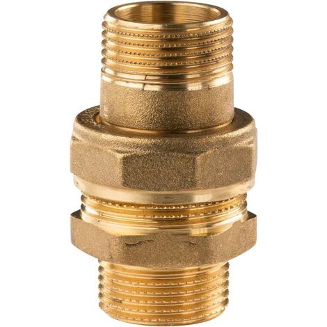 Messing Gewinde-Fitting Verschraubung gerade flachdichtend 1"AG - 1"AG (DN 25) - schwere Ausführung