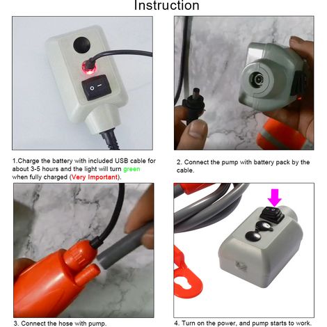 Pompe de douche de Camping en plein air, tête Rechargeable USB avec seau pliable pour randonnée et voyage (1/5)
