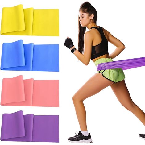 Set mit 4 Widerstandsbändern aus Naturlatex für Fitness, Bodybuilding, Muskelaufbau, Yoga und Pilates. (1/5)