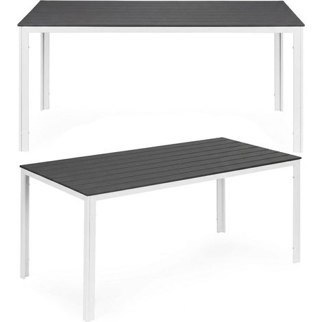 Tavolo da giardino in polywood per 6 persone, 156x78 cm - Grigio/Bianco