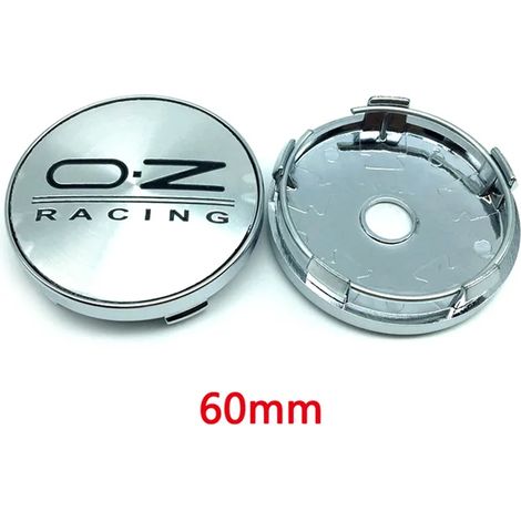 (60 mm Argent Noir) 4 enjoliveurs centraux de roue de voiture 56 mm 60 mm 65 mm 68 mm compatibles avec les jantes, logo OZ Racing, emblème, accessoires de style extérieur (1/5)