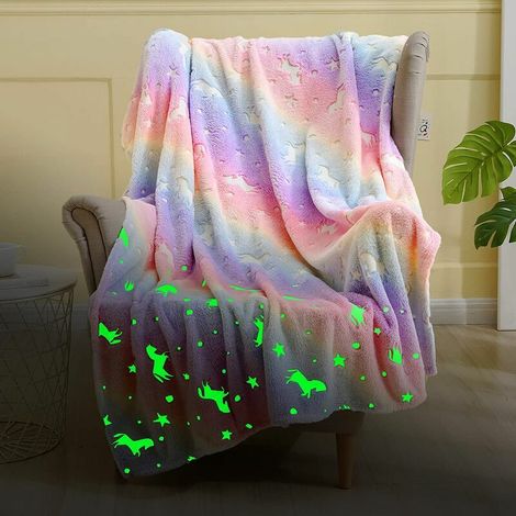 Couverture licorne phosphorescente licornes cadeaux pour filles 152,4 x 127,7 cm arc-en-ciel lumineux rose licorne couverture Saint Valentin Pâques Noël anniversaire cadeaux pour filles 1 à 12 ans béb (1/5)