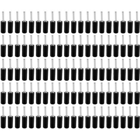 100 fiches bananes mâles, nickelées, à broche en laiton, droites, pour plaques à ressort internes J.10001, 2 mm, noires (1/4)