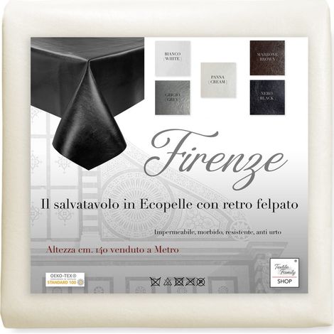 MOLLETTONE SALVATAVOLO FIRENZE in FINTA PELLE simil Pelle ECO pelle altezza cm. 140 Skai A metro Panna (1/5)