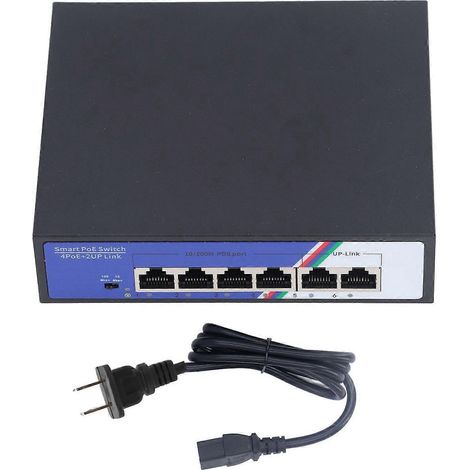 6-Port-PoE-Switch, 1,2-Gbit/s-Ethernet-Switch, unmanaged, Plug-and-Play, Metallgehäuse, Netzwerk-Switch, 100–240