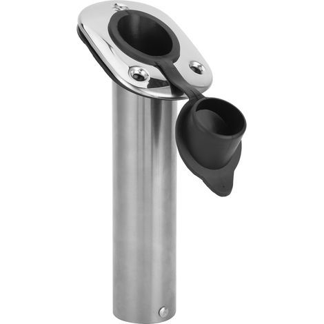 Support de canne inox montage encastré 30° avec gaine PVC et bouchon pour bateau yacht (1/5)