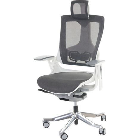 Silla de oficina ergonómica giratoria con reposabrazos y respaldo tapizado/malla negro-gris 040001894 (1/5)