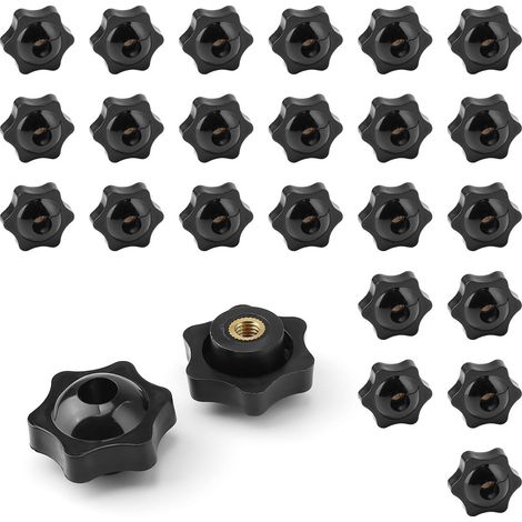 25 - Écrou Étoile - Écrou Papillon - Filetage M6 Noir - Poignée Ergonomique Antidérapante Pour Mobilier Et Équipement Industriel - Noir - M6 (1/5)