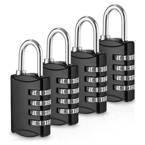4 Pieces Code Padlock, 4 Digit Padlock, Suitcase Padlock, Weather Resistant Outdoor Code Padlock, Zinc Alloy Locker Padlock, for Garden Shed, Gym, Garage, School (1/4)