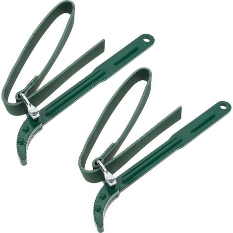 Clé à Sangle Outil Multi-usage 2 Pièces en Fonte Verte Robuste pour Filtre à Eau pour Plomberie et Tracteurs, pour Mécaniciens et Plombiers (1/5)