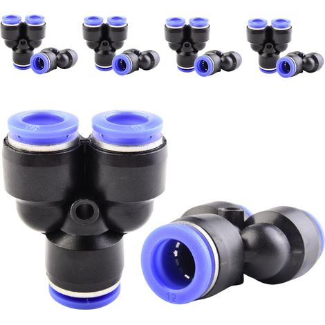 10 pièces 16 mm répartiteur en Y à 3 voies, raccord pneumatique, rapide plastique raccords Push to Connect, adaptateur de conduite d'air PY - PW12-10mm (1/5)