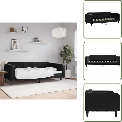 Sofá cama con respaldo - vidaXL Sofá cama sin colchón terciopelo negro 90x190 cm - Sofá cama con espuma