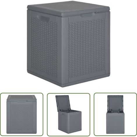 The Living Store Boîte de rangement de jardin gris PP rotin 90 L - Boîte De Rangement Jardin - Coffre De Rangement Extérieur - Rangement Jardin - Meuble De Jardin - Résiste Aux Intempéries (1/5)
