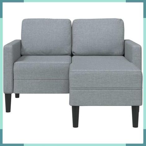 4107061 Canapé 2 places avec méridienne en L gris clair 125 cm tissu (1/5)