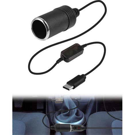 USB C Male to 12V Car Cigarette Lighter Socket Female Converter Adapter, 12V 12W Power Cable for Radar Detectors, Dash Cams, GPS, Car LED Light Strips, and Other Low-Power Car Devices (1/5)