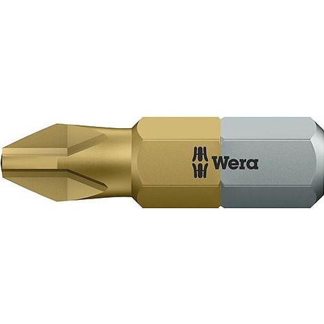 Embout WERA TIP / Phillips (PH), plaqué titane TIN PH3 x 25 mm (1/2)