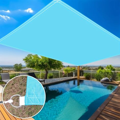 Voile d'ombrage rectangulaire bleue 2 x 3 m - Polyester 210D imperméable et anti-UV pour terrasse, piscine et jardin (bleu) (1/5)