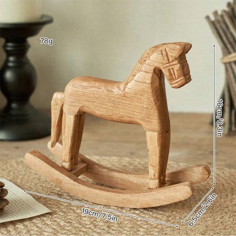 Cheval à Bascule - Décor en Bois pour Bureau et Intérieur - Dimensions 6,22 x 16,5 cm - Ornement Artistique - Lot de 1 (1/5)