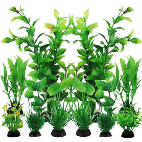 10 piante d'acquario in plastica verde - Accessori decorativi per acquario (1/5)