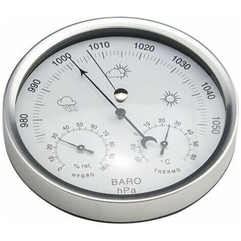 Analoge Wetterstation mit Barometer, Thermometer und Hygrometer zur Messung des Luftdrucks einfach und gut ablesbar.