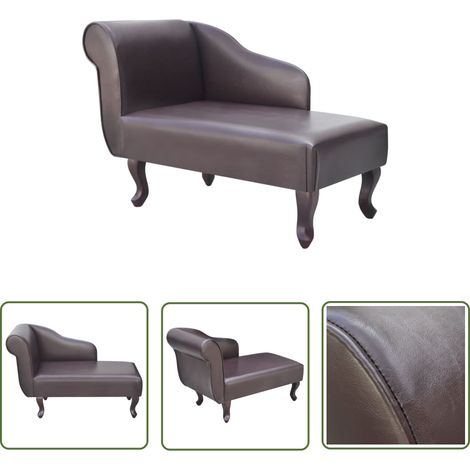 The Living Store Chaise longue Marron Similicuir - Chaise Longue - Fauteuil Relaxant - Mobilier Extérieur - Salon - Décoration Intérieure (1/5)