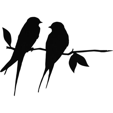 1 silhouette d'oiseau en métal, hirond rustique silhouette d'oiseau en fer forgé noir sur une branche décorée pour un arbre de jardin.
