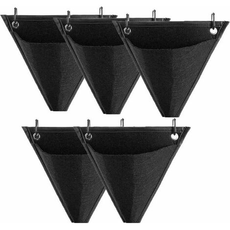 5 Pièces Sac à Plantes Murale de Jardin, Poche de Plantation Vertical, Sac de Plantation Suspendu, Conception Triangulaire (1/5)