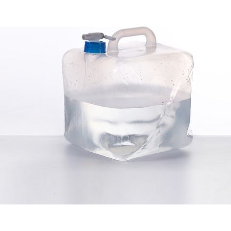 Ensemble de jerrycan pliable — 10 L — bidon d'eau de camping — sans BPA, transparent/bleu (1/3)