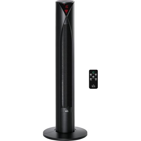 Ventilateur colonne silencieux oscillation 70° minuterie 12h 4 modes 3 vitesses 45W 31,5 x 31,5 x 96 cm noir