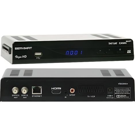 Récepteur satellite HD - SERVIMAT - VEGA TNTSAT - Noir - 12V/220V - Connectique complète