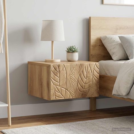 Mobiletto da notte a muro 2 pz Rovere Artigianale vidaXL