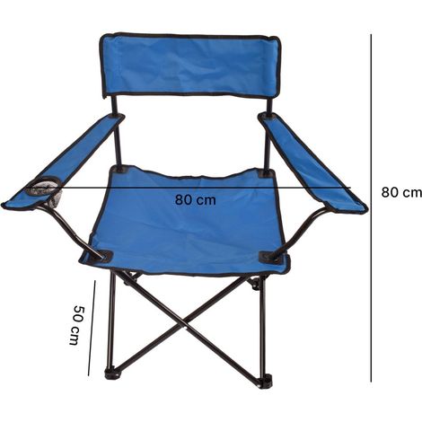 IBEROGARDEN Silla de Exterior Plegable con Reposabrazos y Portavasos Color Azul Medida 80x80x50 cm Comodidad en tus Aventuras