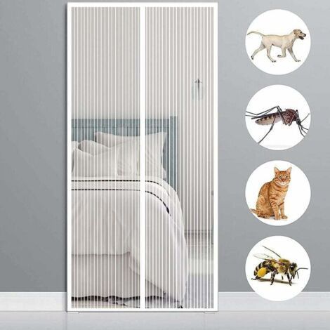 Rideau Aimanté pour 150x220cm(59x87inch) Rideau Anti Mouche Porte Porte Moustiquaire pour Couloirs, Portes pour Porte d Entrée Intérieur/Patio, Blanc (1/5)