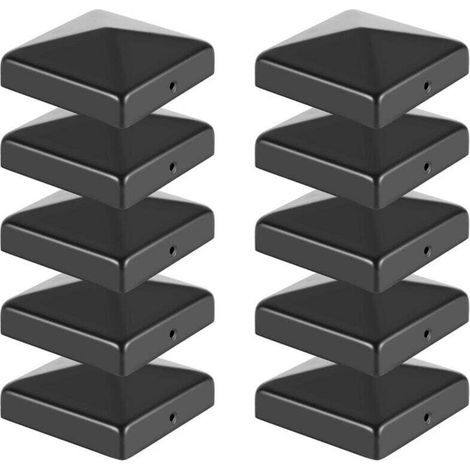 Capuchon de poteau Chapeau pyramide Clôture de protection 91x91mm Noir (1/4)