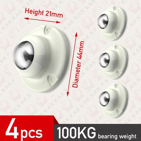 (4 blanches) Roulettes auto-adhésives, roues pivotantes en acier inoxydable, rotation à 360°. (1/5)