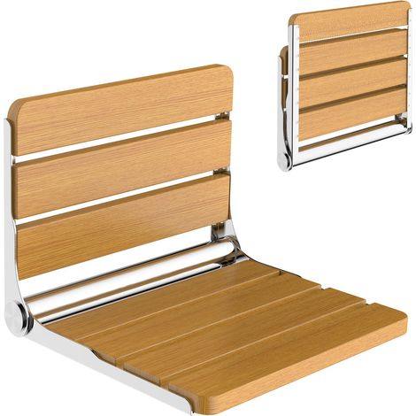 Siege de Douche Mural Rabattable Bois, Tabouret de Douche Pliable Mural, Chaise De Douche Antidérapante pour Handicapé Personnes âgées, 200kg