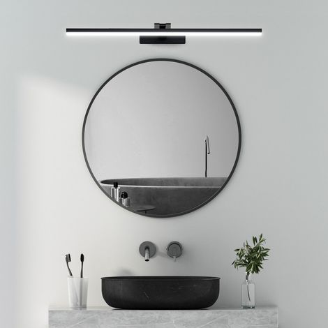 LED Spiegelleuchte 60cm LED Spiegellampe Bad 6500K 180° Drehbar Badezimmer lampe Schminklicht Badleuchte Wand, Schwarz (1/5)